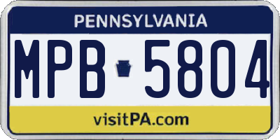 PA license plate MPB5804