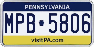 PA license plate MPB5806