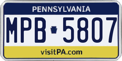 PA license plate MPB5807
