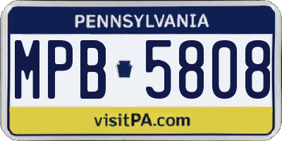 PA license plate MPB5808