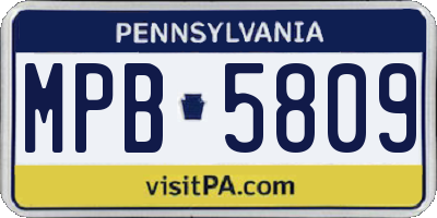 PA license plate MPB5809