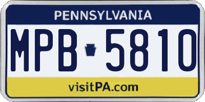 PA license plate MPB5810