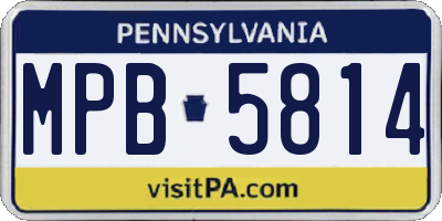 PA license plate MPB5814