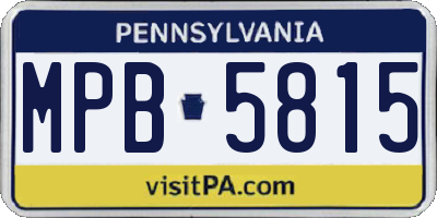 PA license plate MPB5815