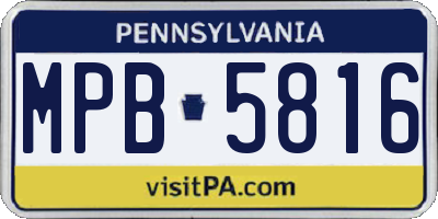 PA license plate MPB5816