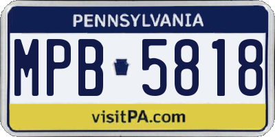 PA license plate MPB5818