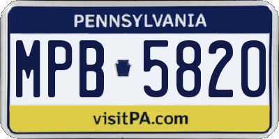 PA license plate MPB5820