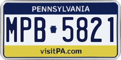 PA license plate MPB5821