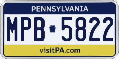 PA license plate MPB5822