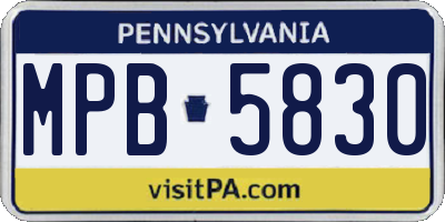 PA license plate MPB5830