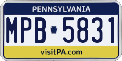 PA license plate MPB5831
