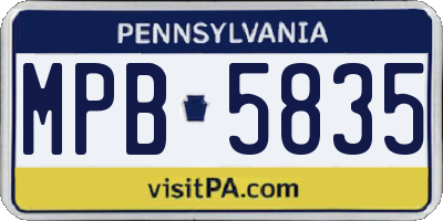 PA license plate MPB5835
