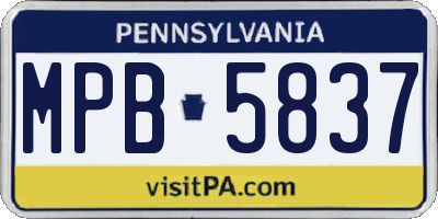 PA license plate MPB5837