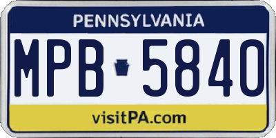 PA license plate MPB5840