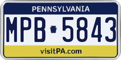 PA license plate MPB5843