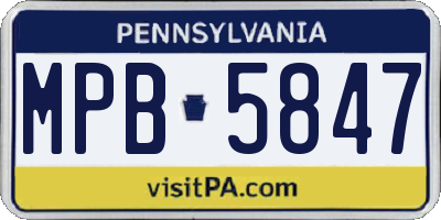 PA license plate MPB5847