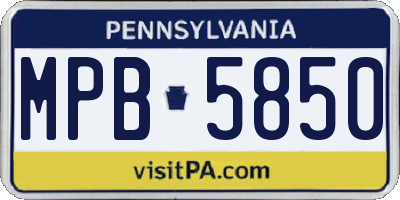 PA license plate MPB5850