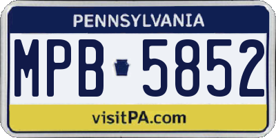 PA license plate MPB5852