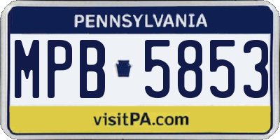 PA license plate MPB5853