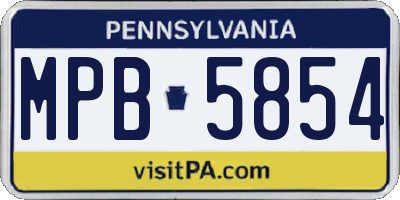PA license plate MPB5854