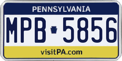 PA license plate MPB5856