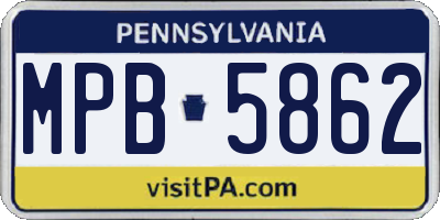 PA license plate MPB5862