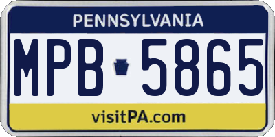 PA license plate MPB5865