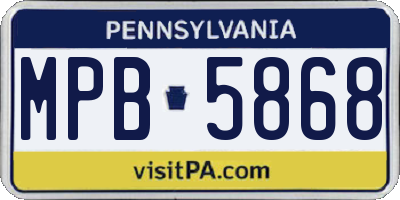 PA license plate MPB5868