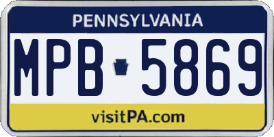 PA license plate MPB5869