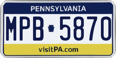 PA license plate MPB5870