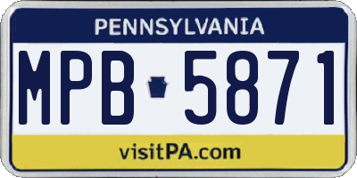 PA license plate MPB5871