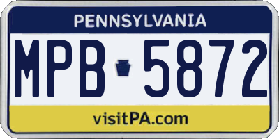 PA license plate MPB5872