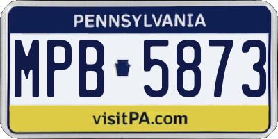 PA license plate MPB5873