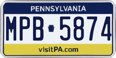 PA license plate MPB5874
