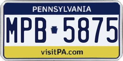 PA license plate MPB5875