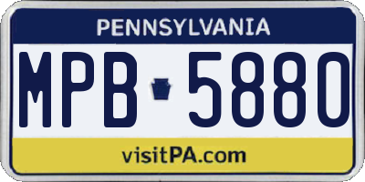 PA license plate MPB5880