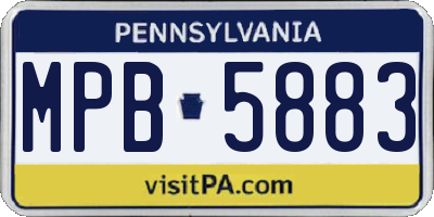 PA license plate MPB5883
