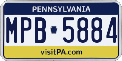 PA license plate MPB5884