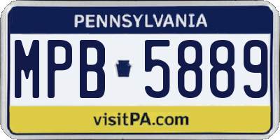 PA license plate MPB5889