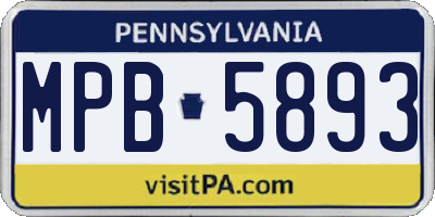 PA license plate MPB5893