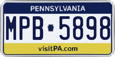 PA license plate MPB5898