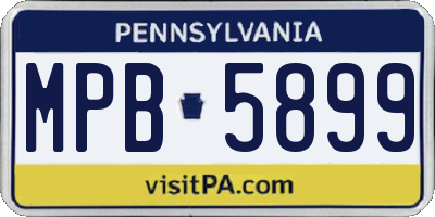 PA license plate MPB5899