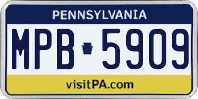 PA license plate MPB5909