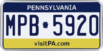 PA license plate MPB5920