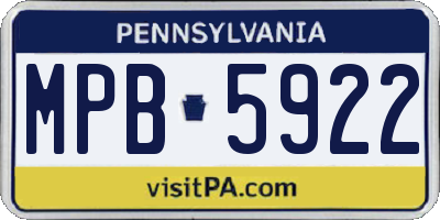 PA license plate MPB5922