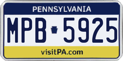 PA license plate MPB5925