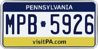 PA license plate MPB5926