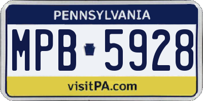 PA license plate MPB5928