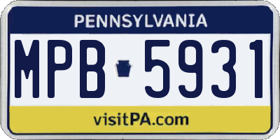 PA license plate MPB5931