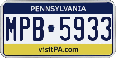 PA license plate MPB5933